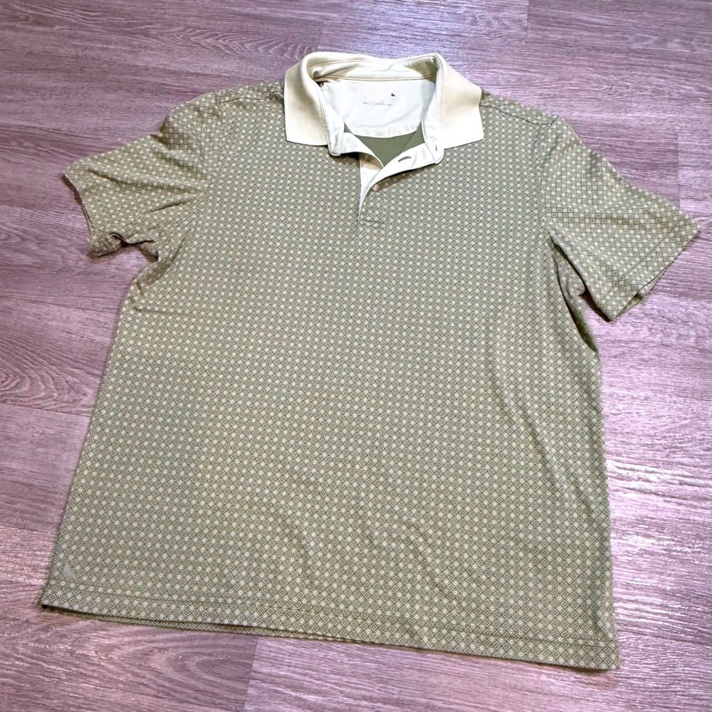 UNTUCKit Sawyer‎ Green Geometric Print Cotton Polo Shirt Mens Large 40817